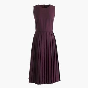 JCrew A-line pleated dress in maroon